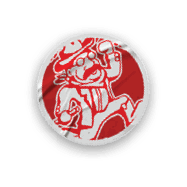 A red and black logo for North Dakota Rough Riders. Description generated by AI