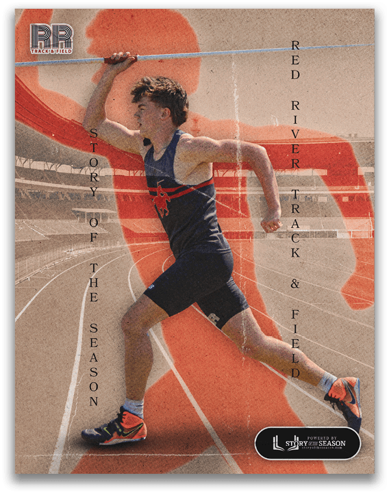 A man running on a track. Description generated by AI