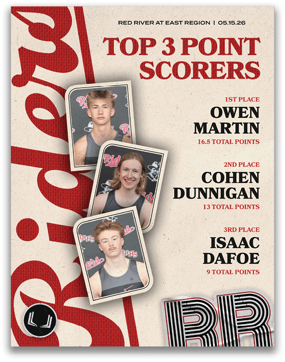 A poster of three boys with a red and white border. Description generated by AI