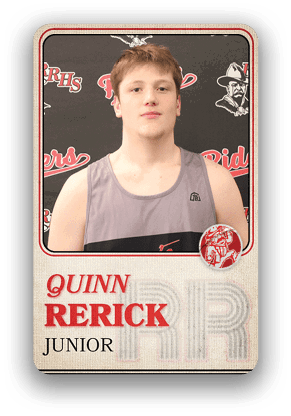 Person wearing a sleeveless athletic shirt posing in front of a backdrop with text and logos, with a name and class year displayed below. Description generated by AI