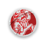A red and black logo for North Dakota Rough Riders. Description generated by AI
