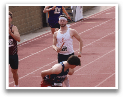 A man is jumping over a hurdle. Description generated by AI