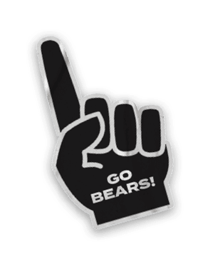 A collection of logos and images, including a bear, a football, and a hand with a thumbs up. Contenido generado con IA