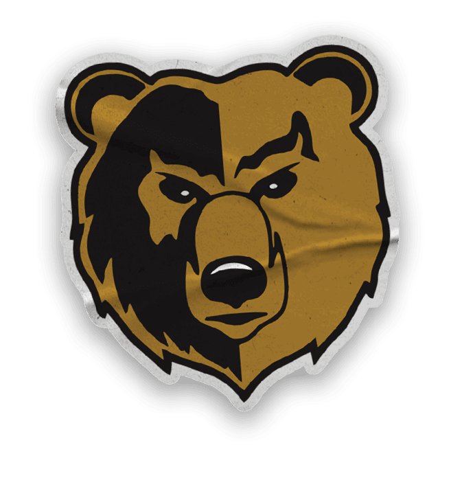 A collection of logos and images, including a bear and a football player, are displayed. Contenido generado con IA