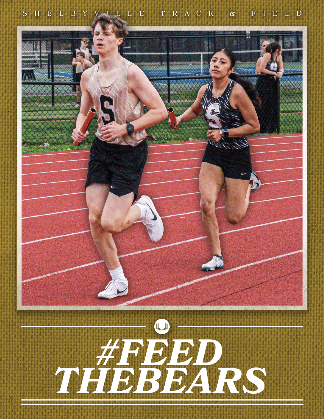 Two people running on a track, one wearing a number 6 shirt. Contenido generado con IA