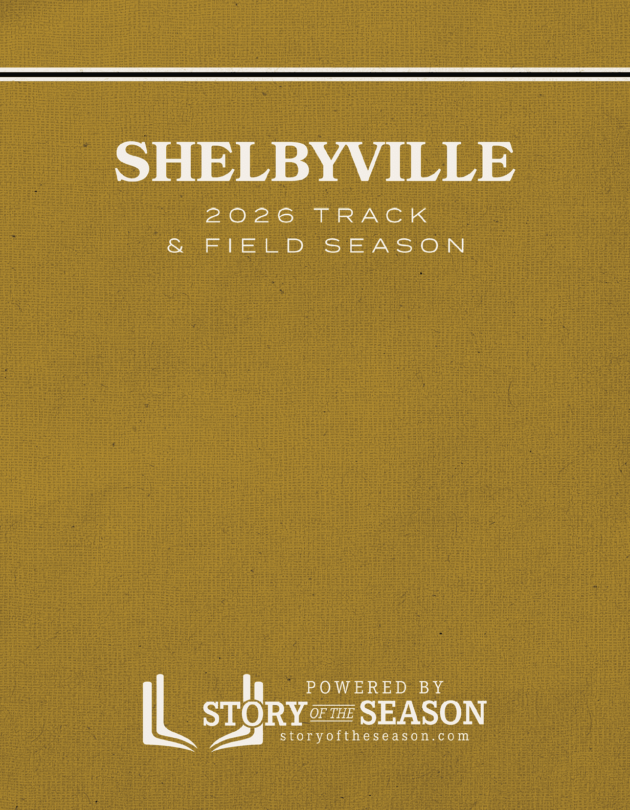 A book cover with the title “Shelbyville 2026 Track & Field Season". Contenido generado con IA