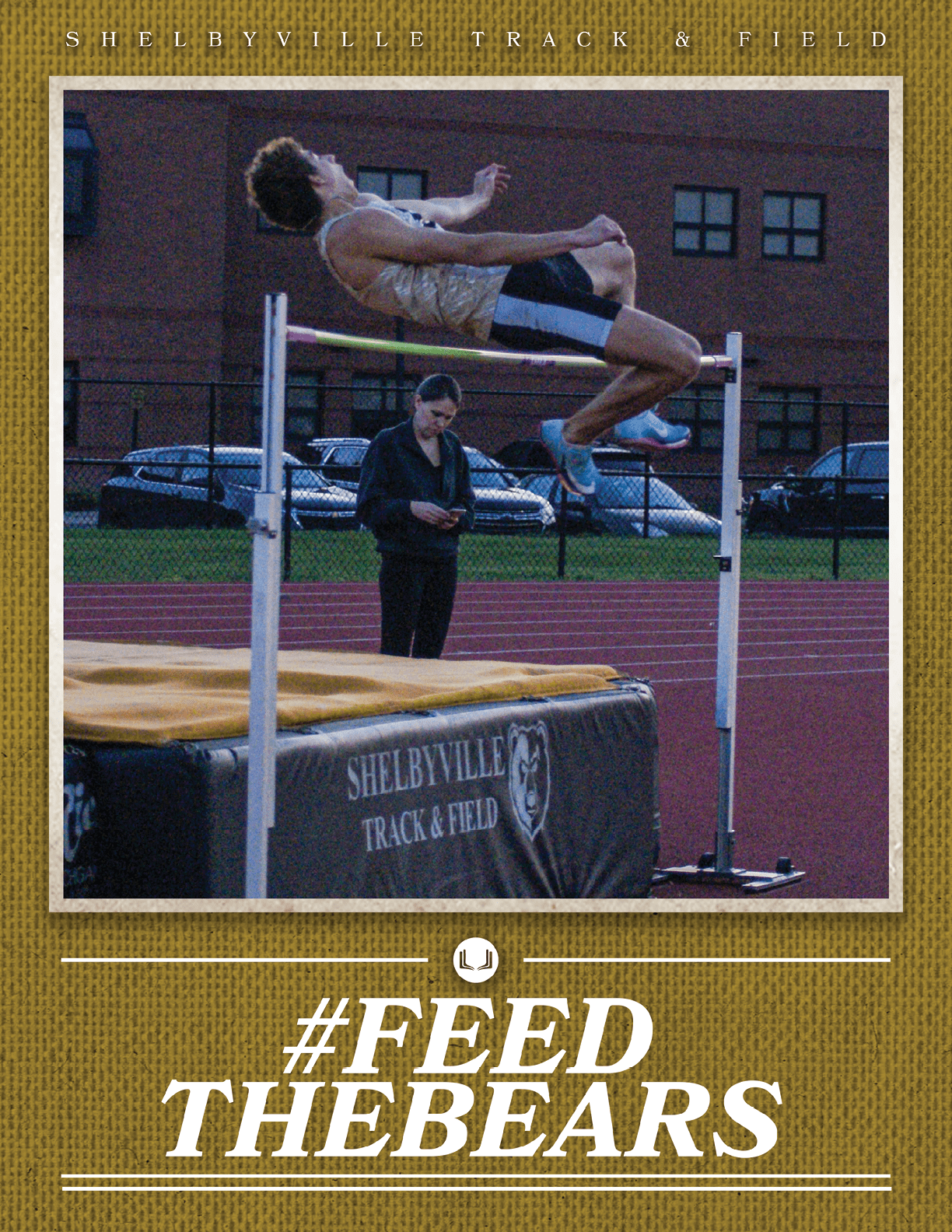 A man is jumping over a pole in a track and field event. Contenido generado con IA