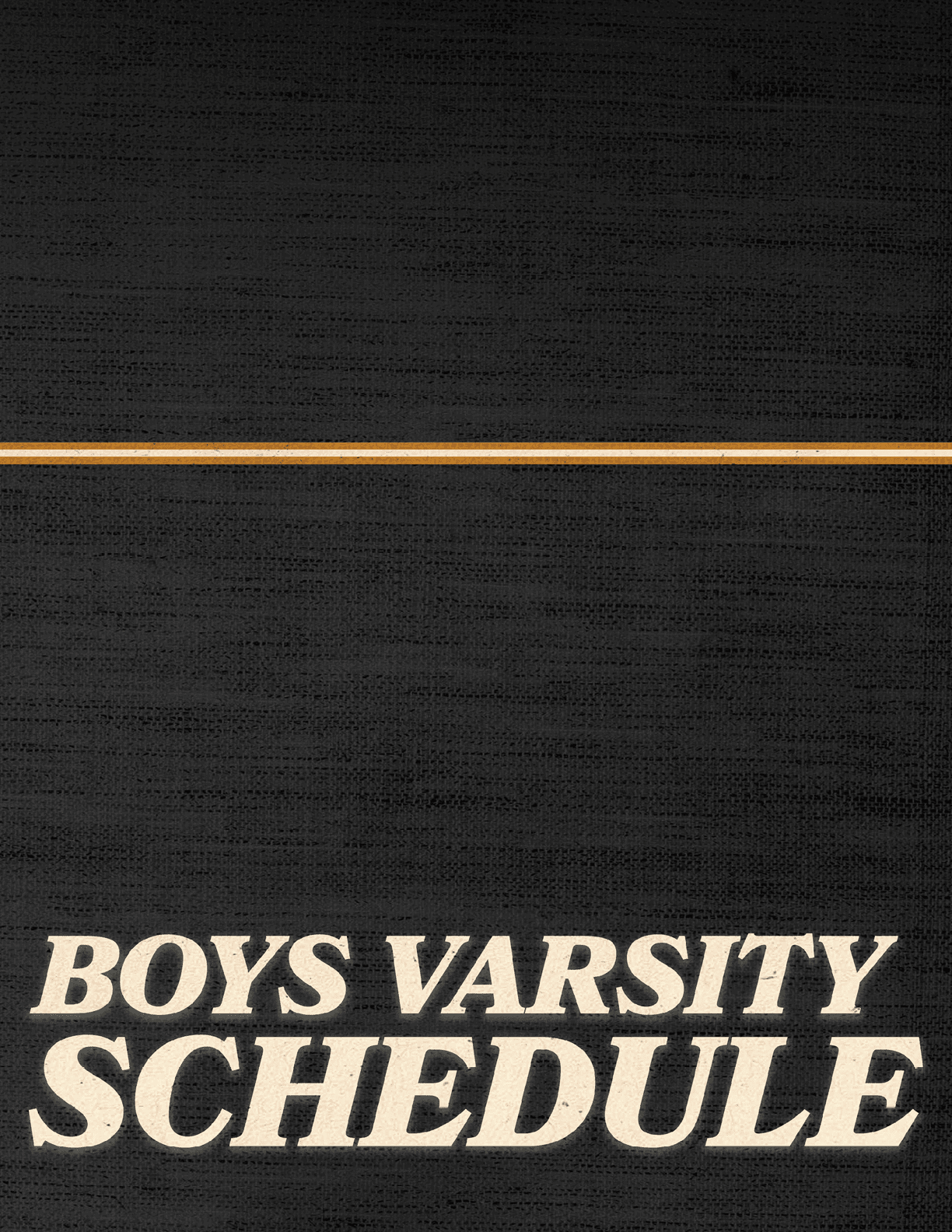 A black and white image of a boys' varsity schedule. Contenido generado con IA