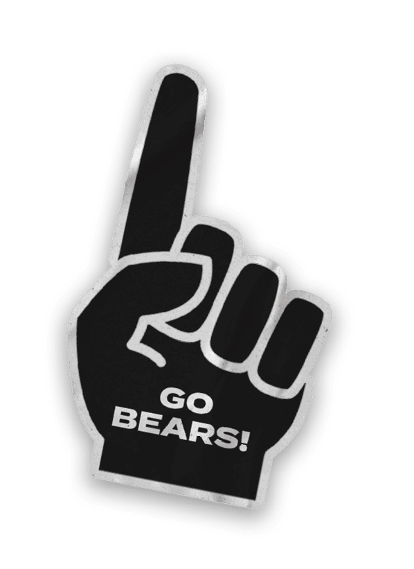 A collection of stickers and logos, including a bear and a football player, are displayed. Contenido generado con IA