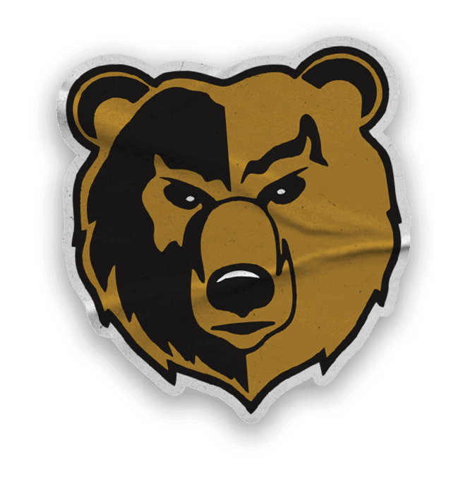 A collection of logos and images, including a bear and a football player, are displayed. Contenido generado con IA