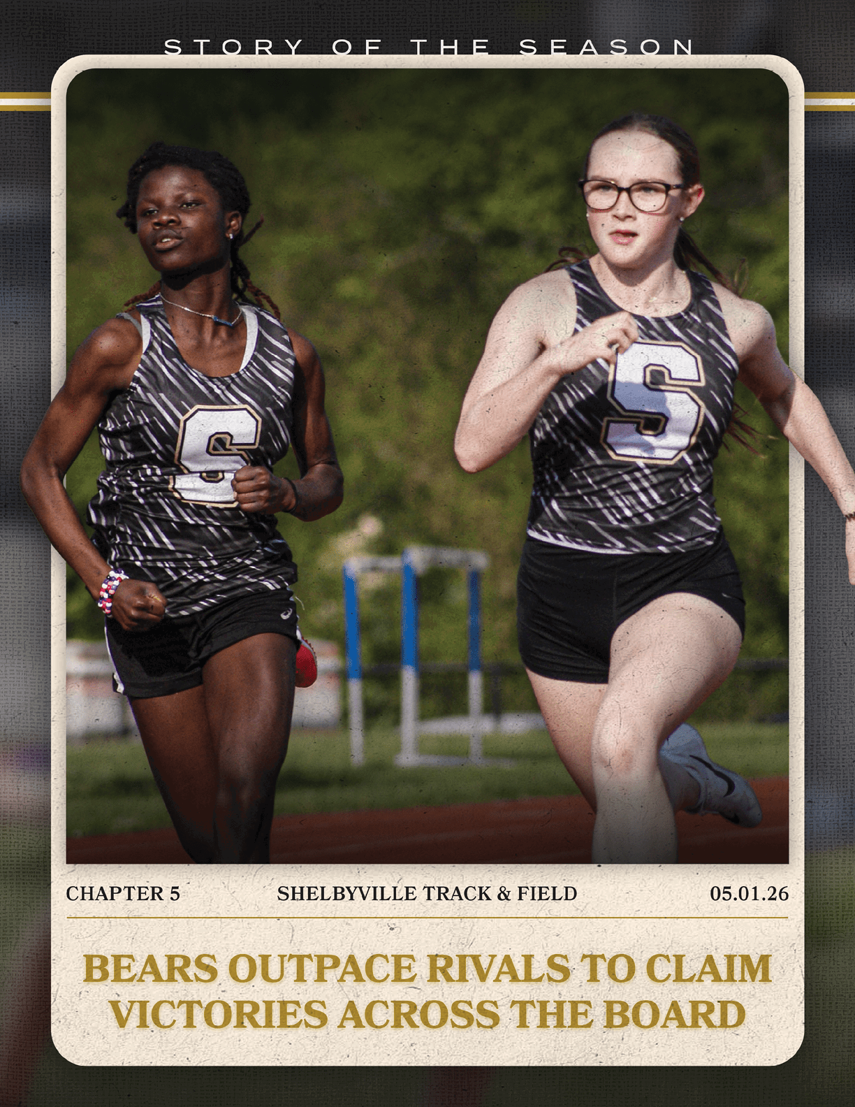 Two female athletes running on a track. Contenido generado con IA