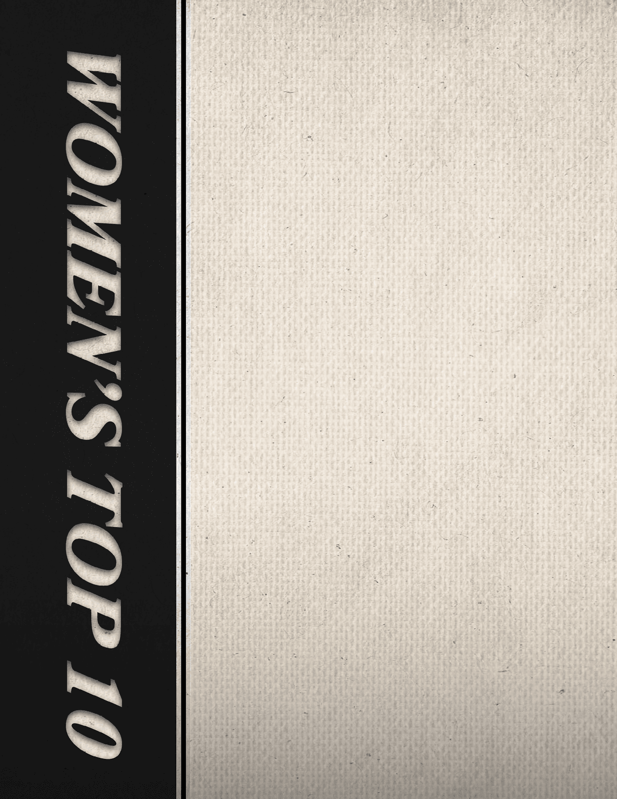 A black and white sign that says Women's Top 10. Description generated by AI
