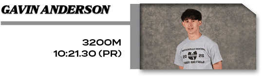 3200m 10:21.30 (PR) ,Gavin Anderso