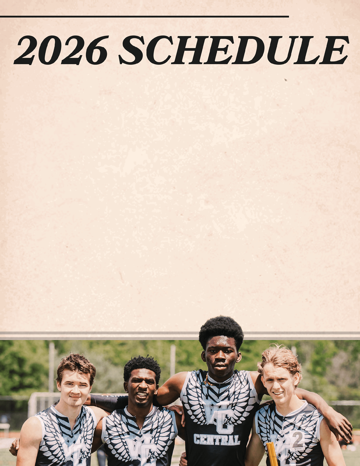 A group of four men wearing black and white shirts. Description generated by AI