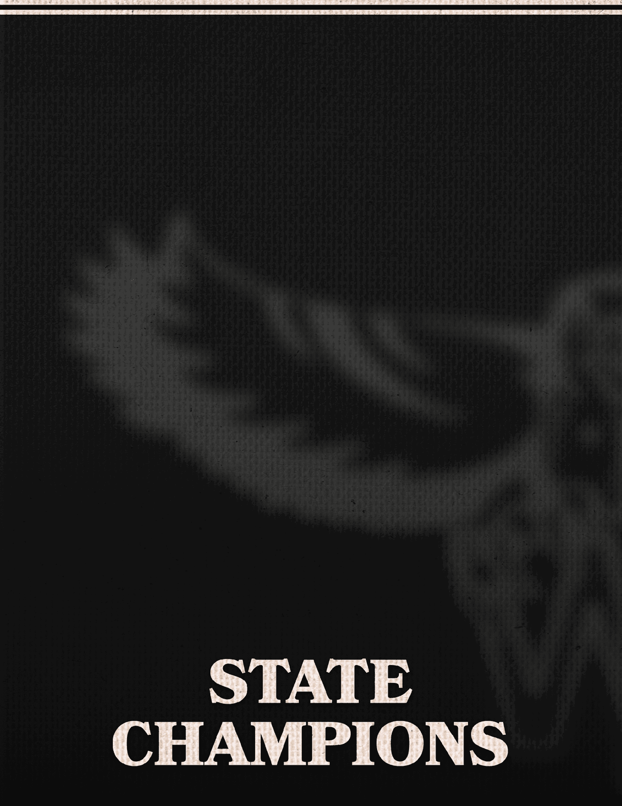 A black and white image of a bird with the words State Champions. Description generated by AI