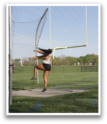 A woman is jumping in the air. Description generated by AI