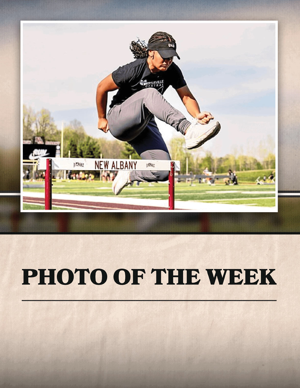 A man jumping over a hurdle. Description generated by AI