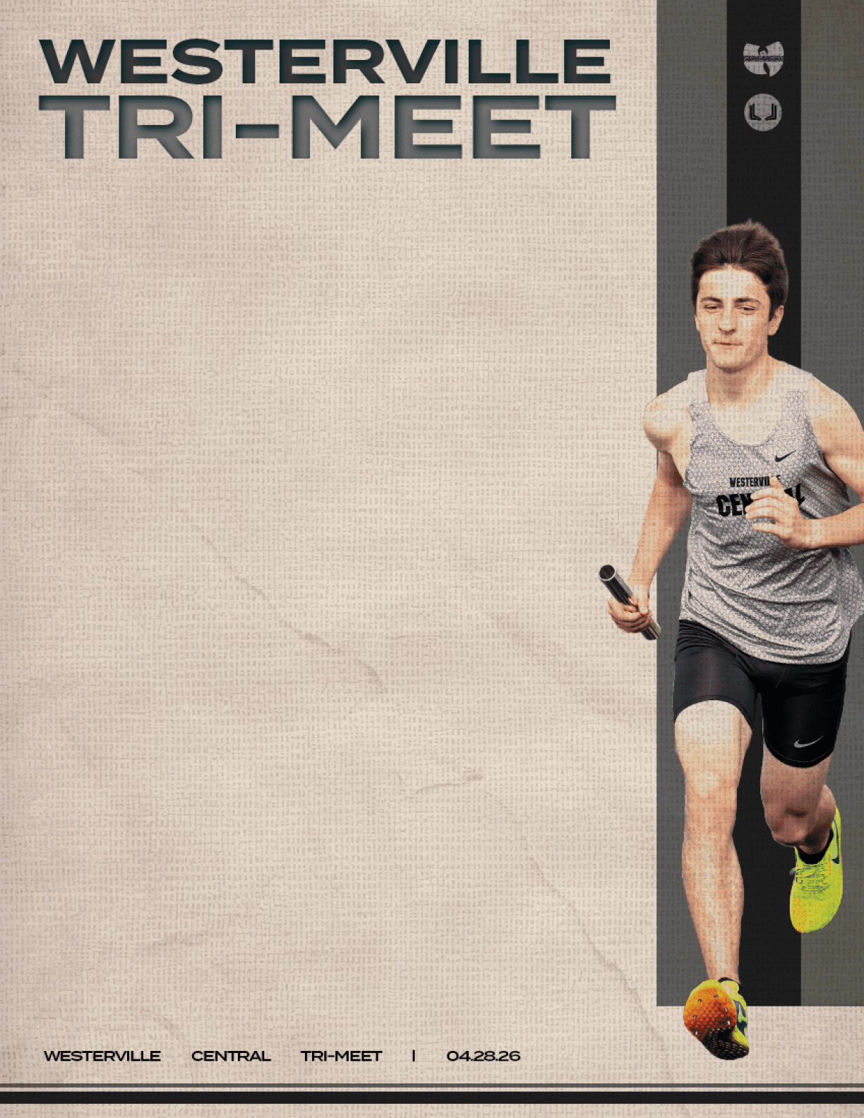 A man running in a race. Description generated by AI