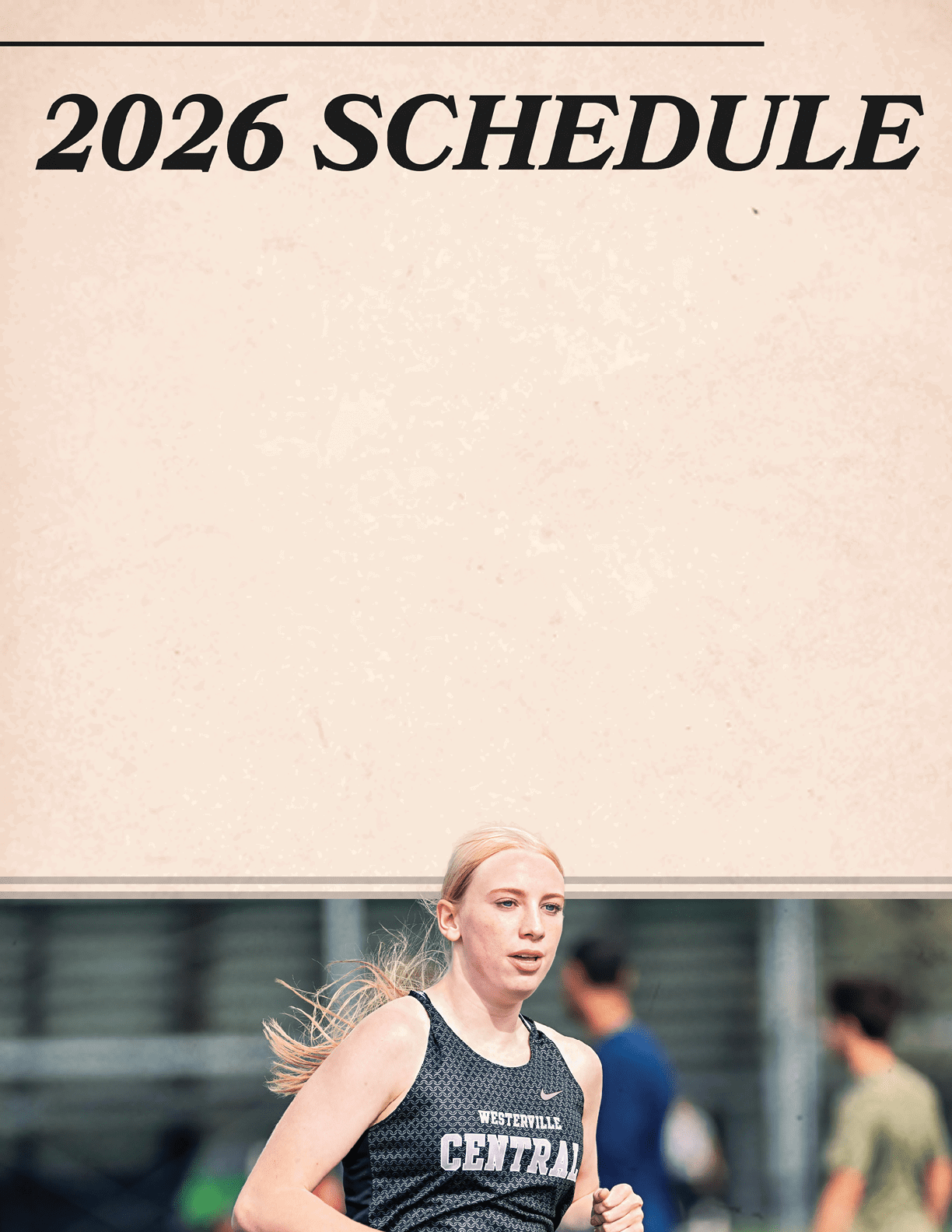 A woman running with a black and white shirt. Description generated by AI