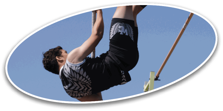 A man is jumping over a pole. Description generated by AI