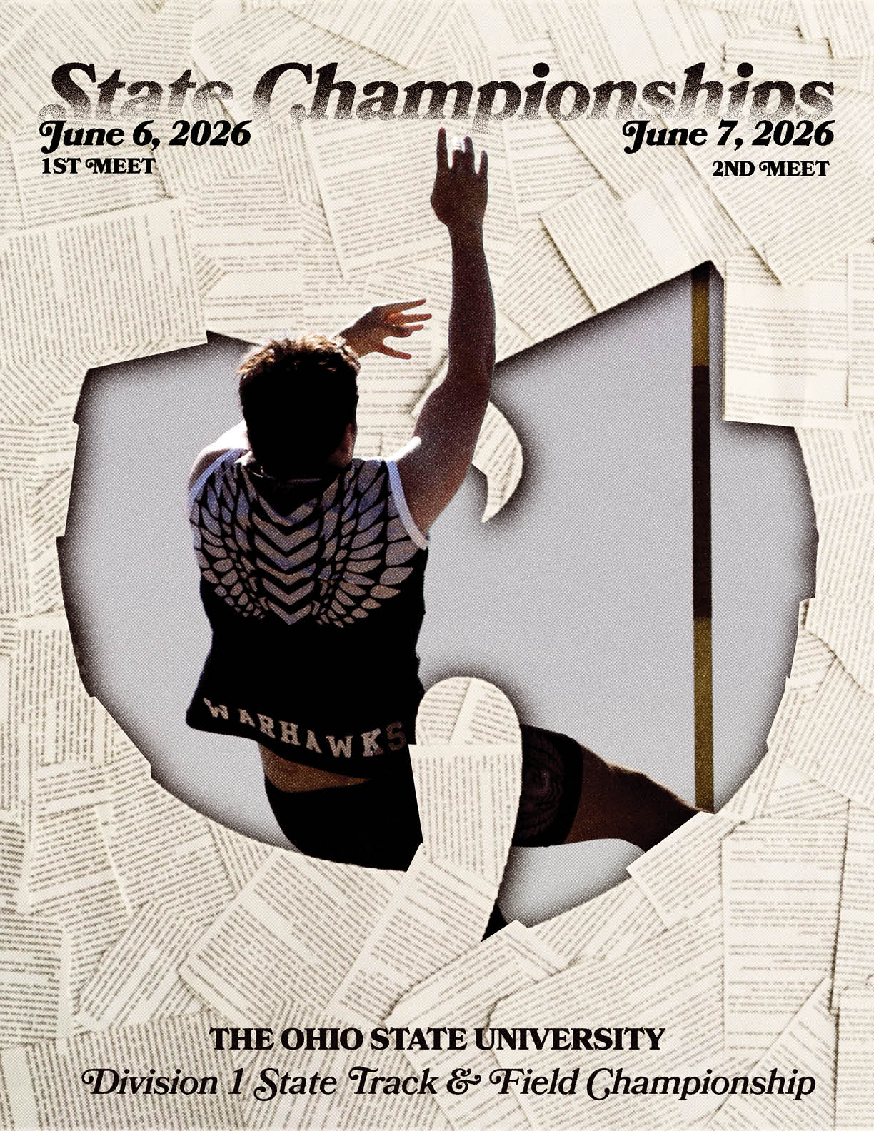 A poster advertising the Ohio State University's State Championships. Description generated by AI