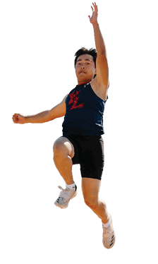 A man is jumping in the air with his arms outstretched. AI generated content