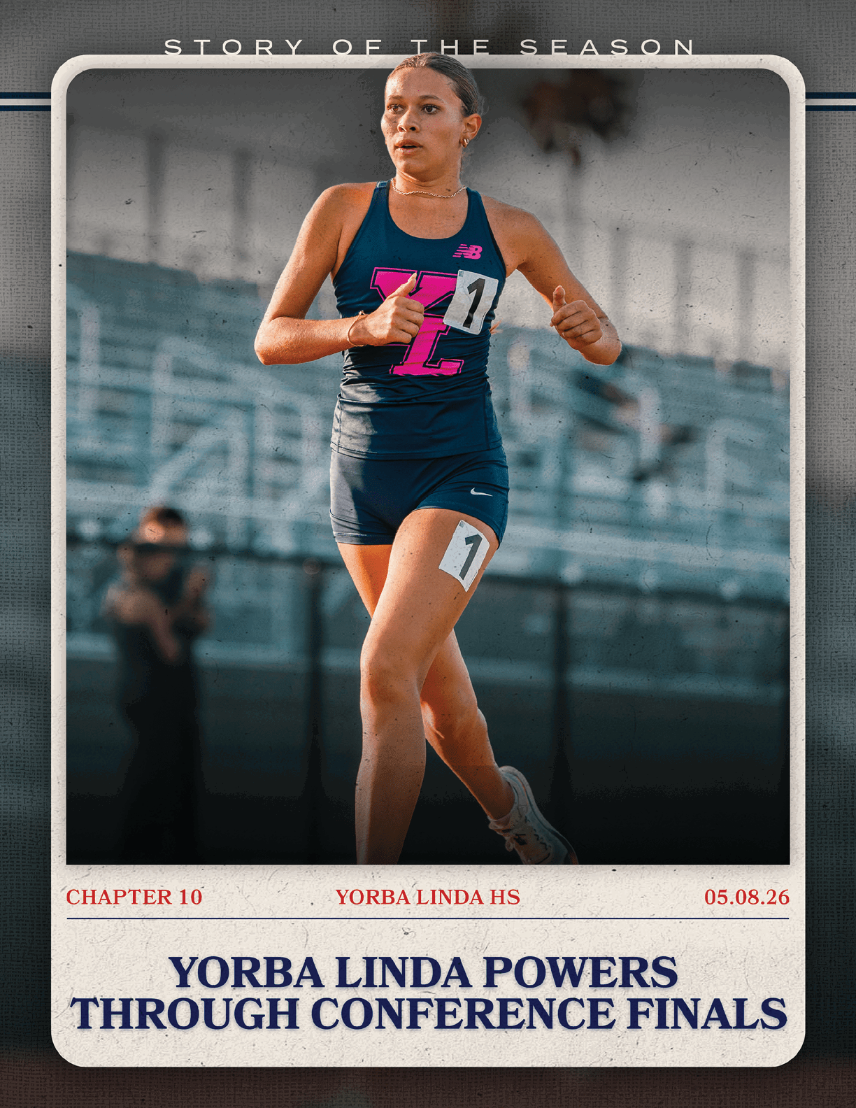 A woman running on a track. Description generated by AI