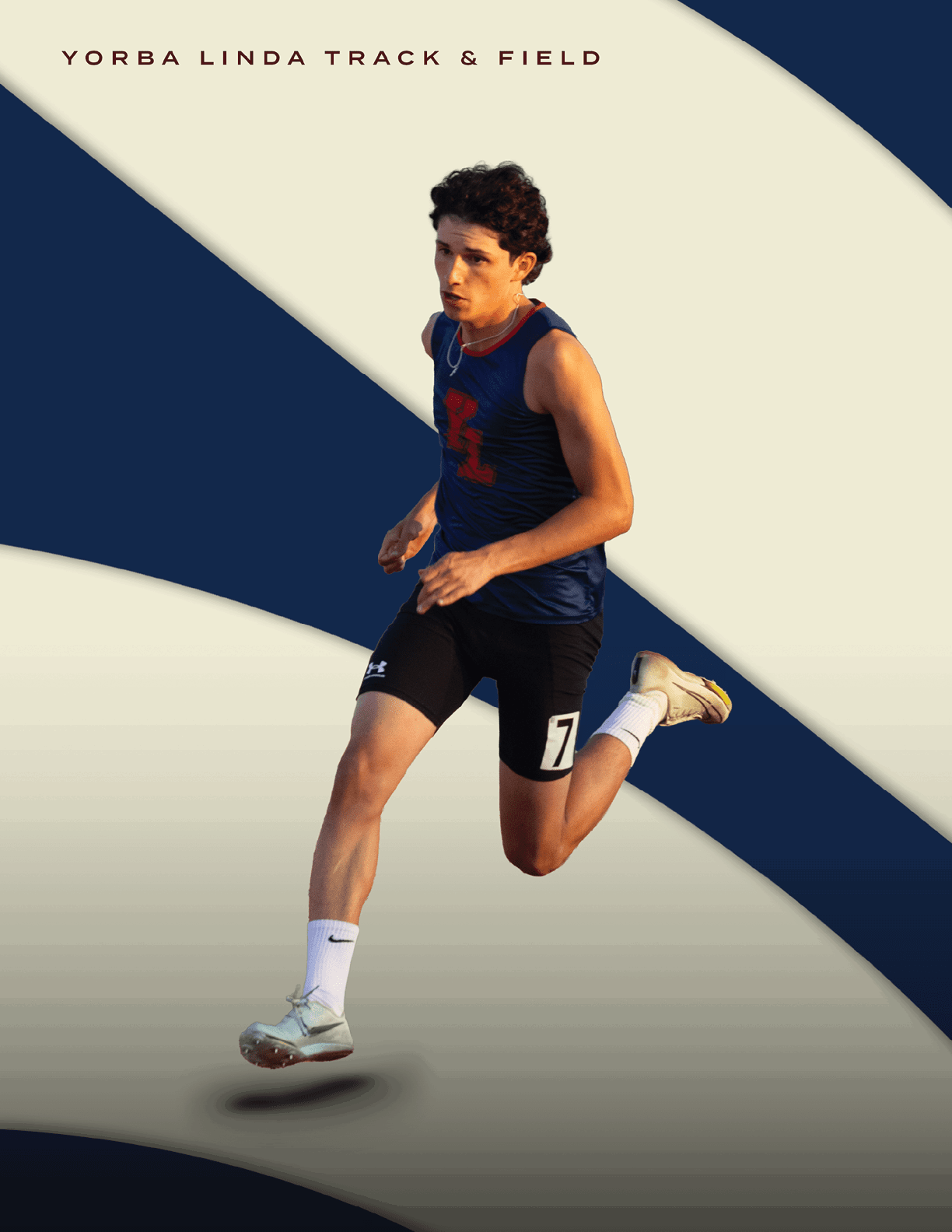 A man running on a track. Description generated by AI