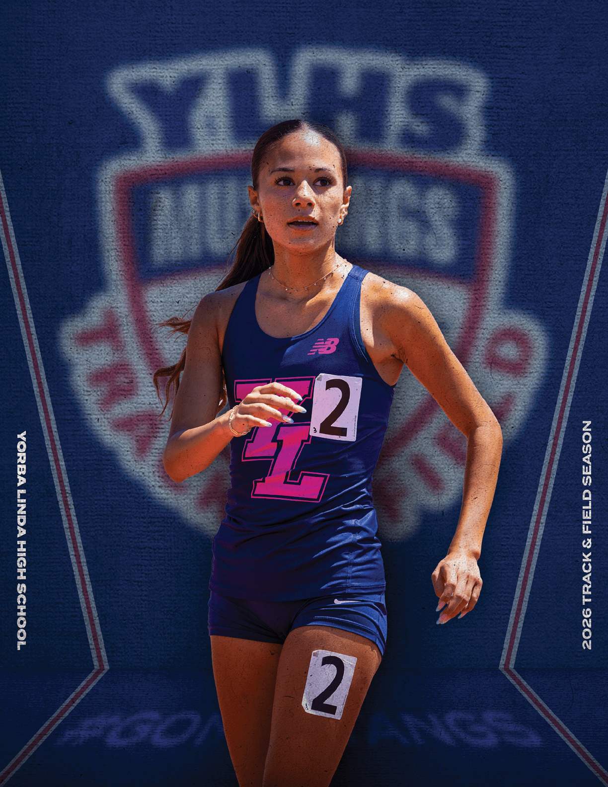 A female athlete wearing a number 2 on her shirt. Description generated by AI