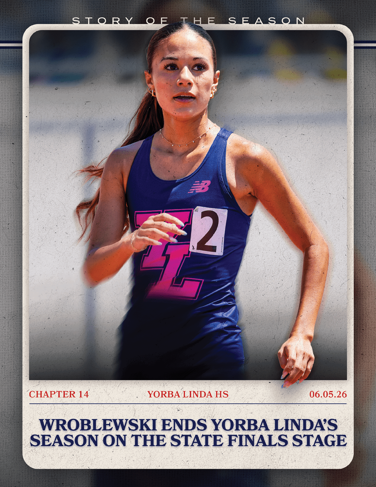 A girl running on a track. Description generated by AI