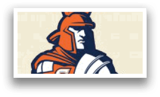 A logo for Cypress High School features a warrior figure in a helmet. AI generated content