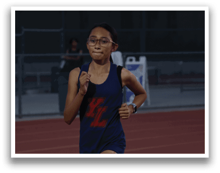 A person running on a track with a backpack on. AI generated content