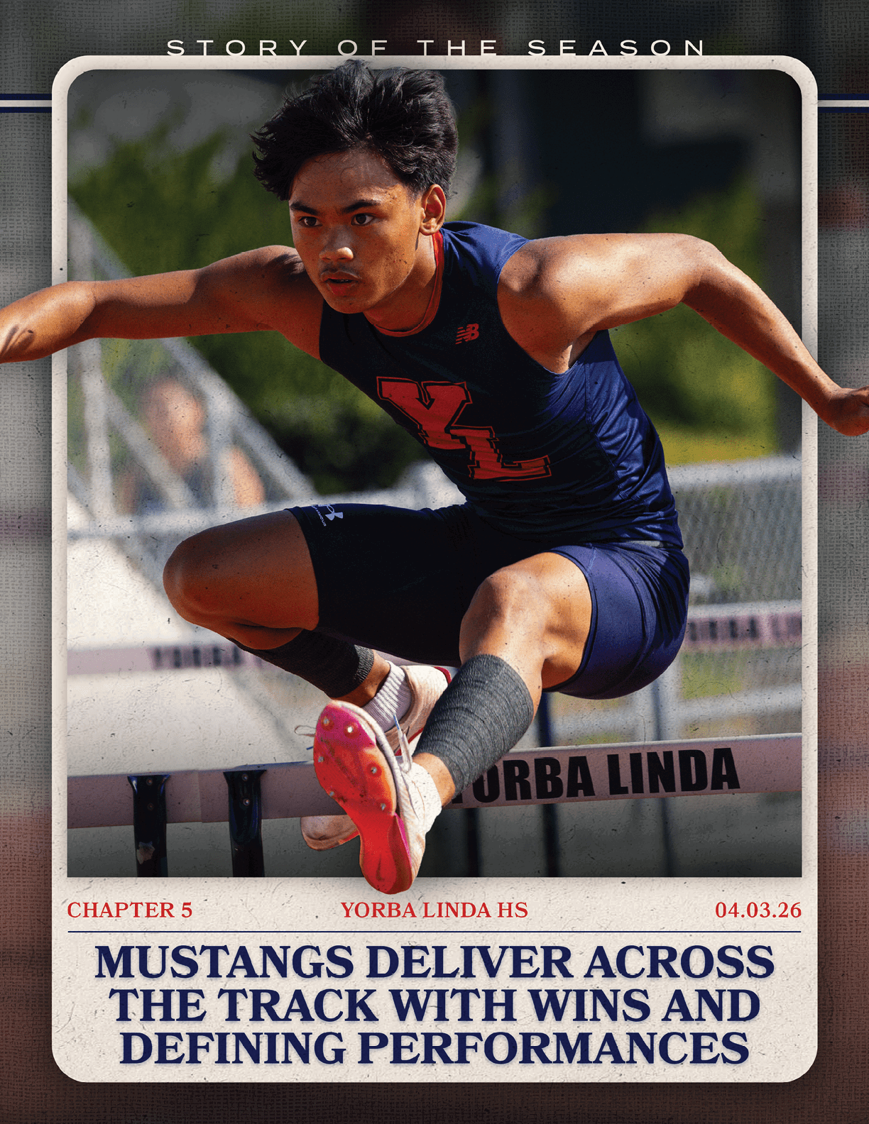 A young man is shown jumping over a hurdle in a track competition. AI generated content