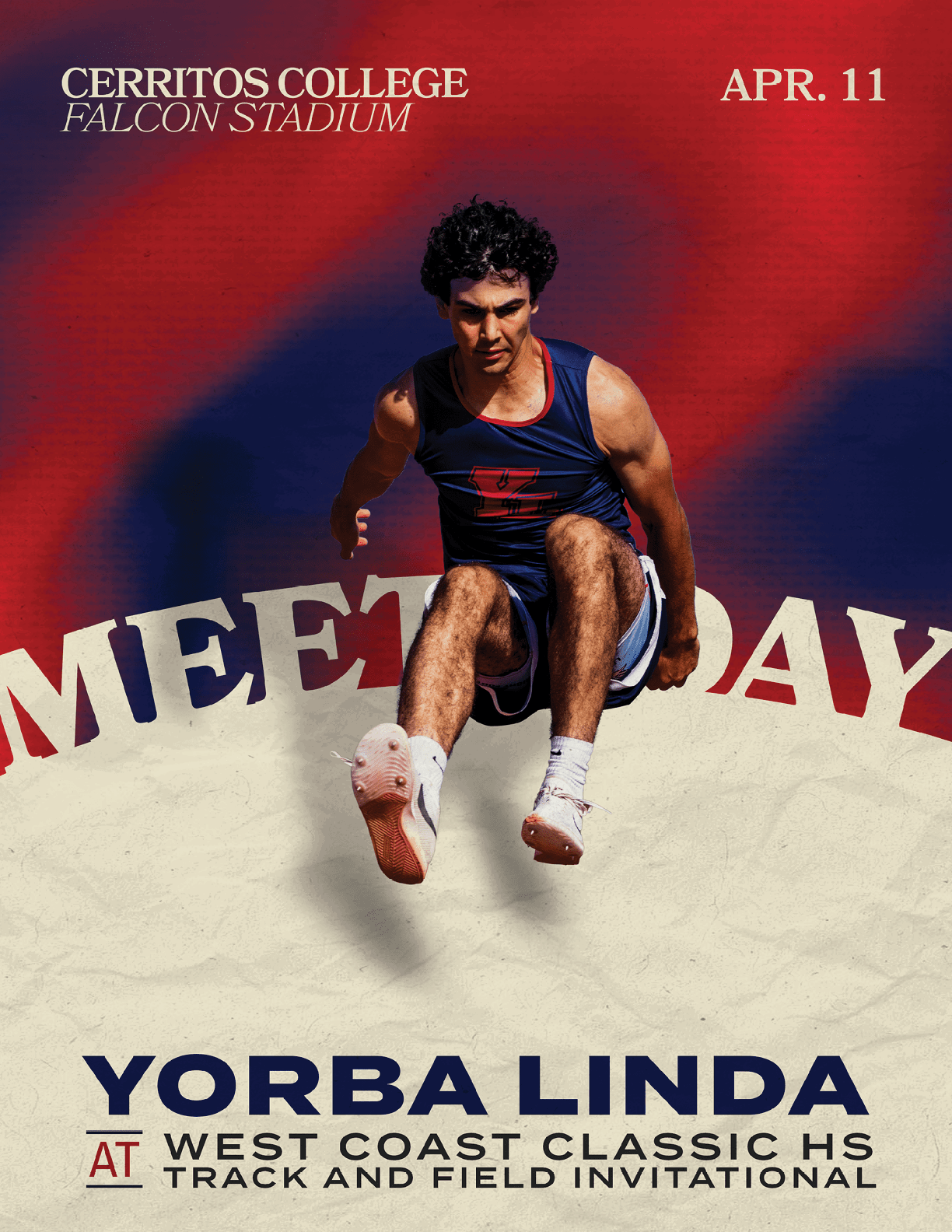 A poster advertising a track and field event. Description generated by AI