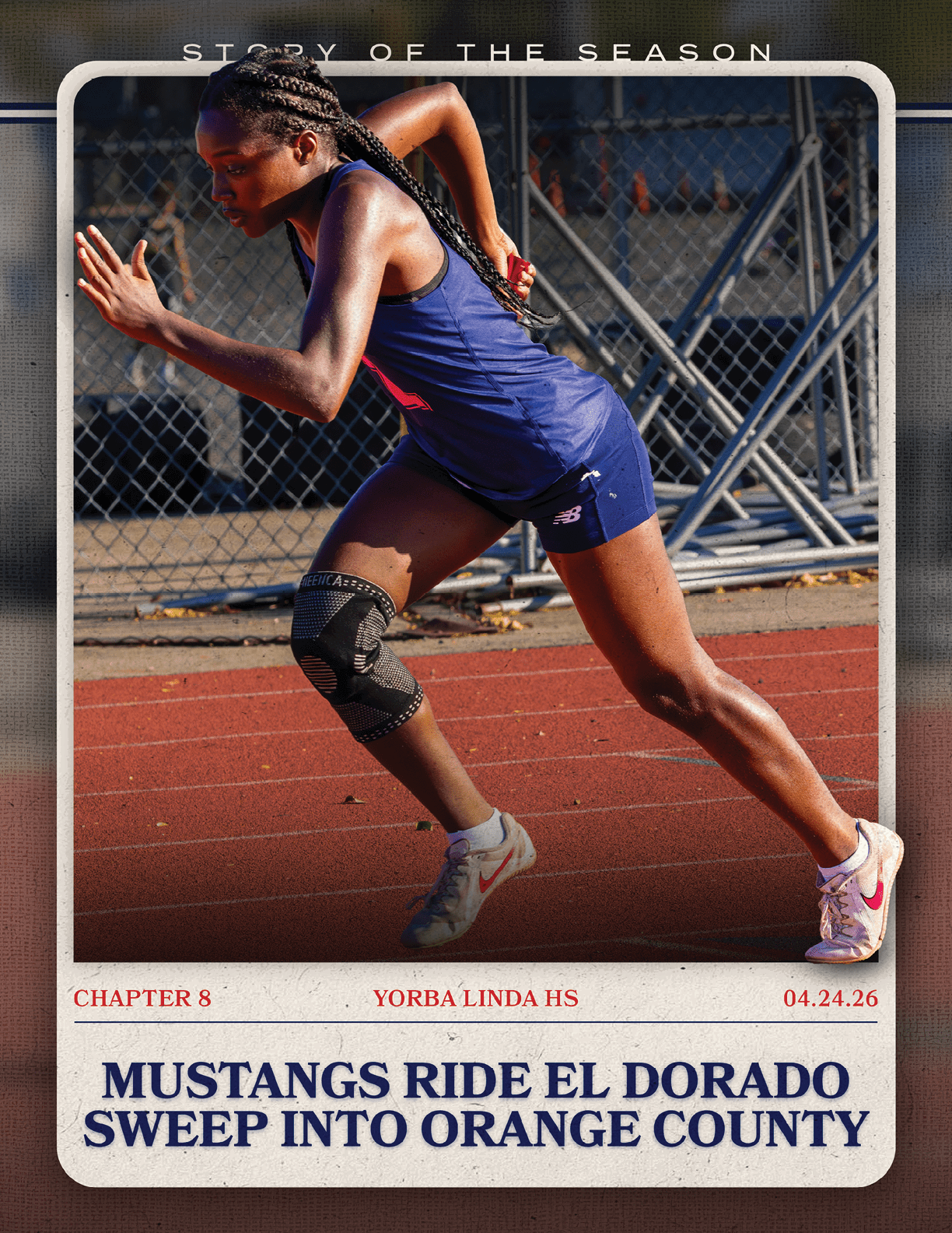 A woman running on a track. Description generated by AI