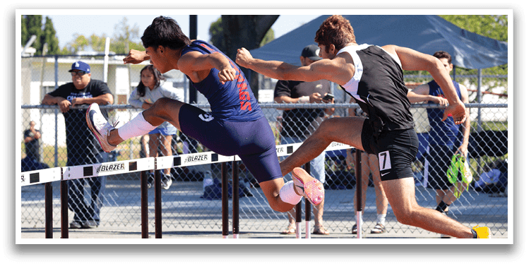 A man is jumping over a hurdle. Description generated by AI