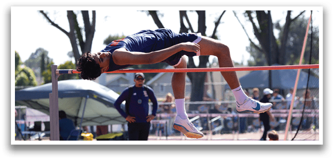 A man is jumping over a bar. Description generated by AI