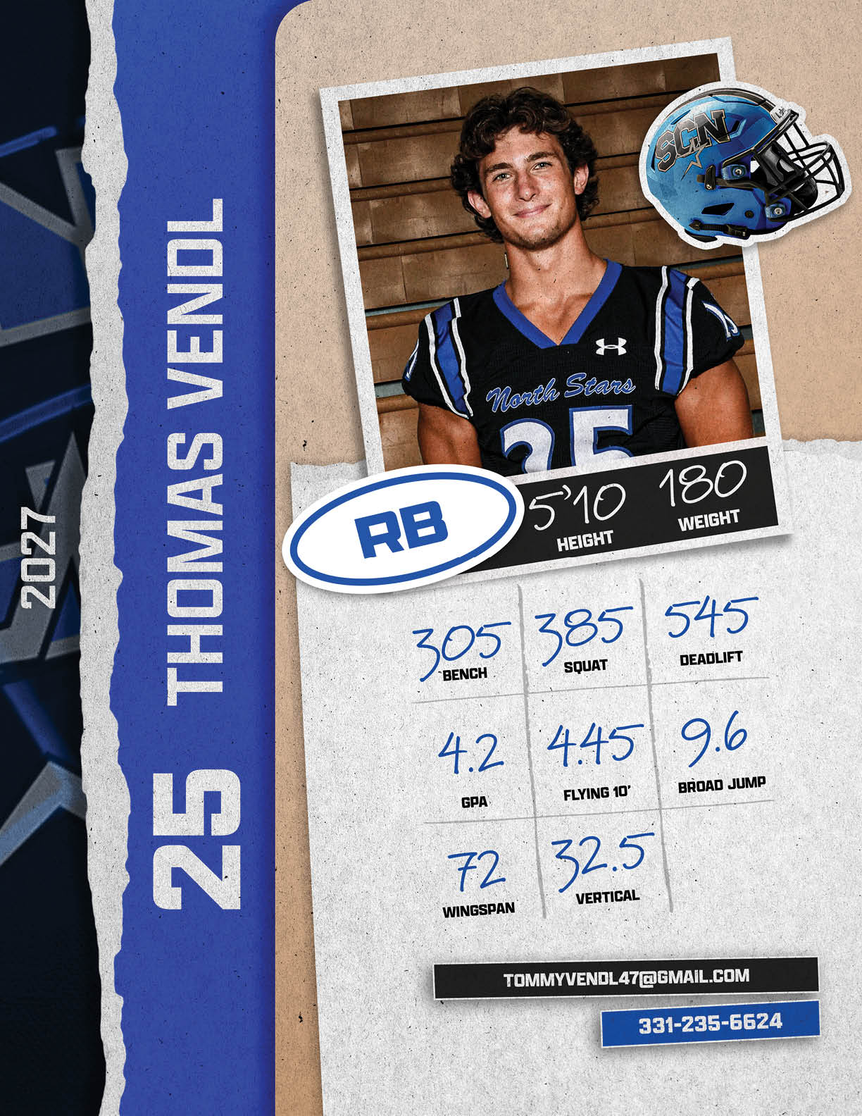 A football player named Thomas Vendel is shown on a card. AI generated content