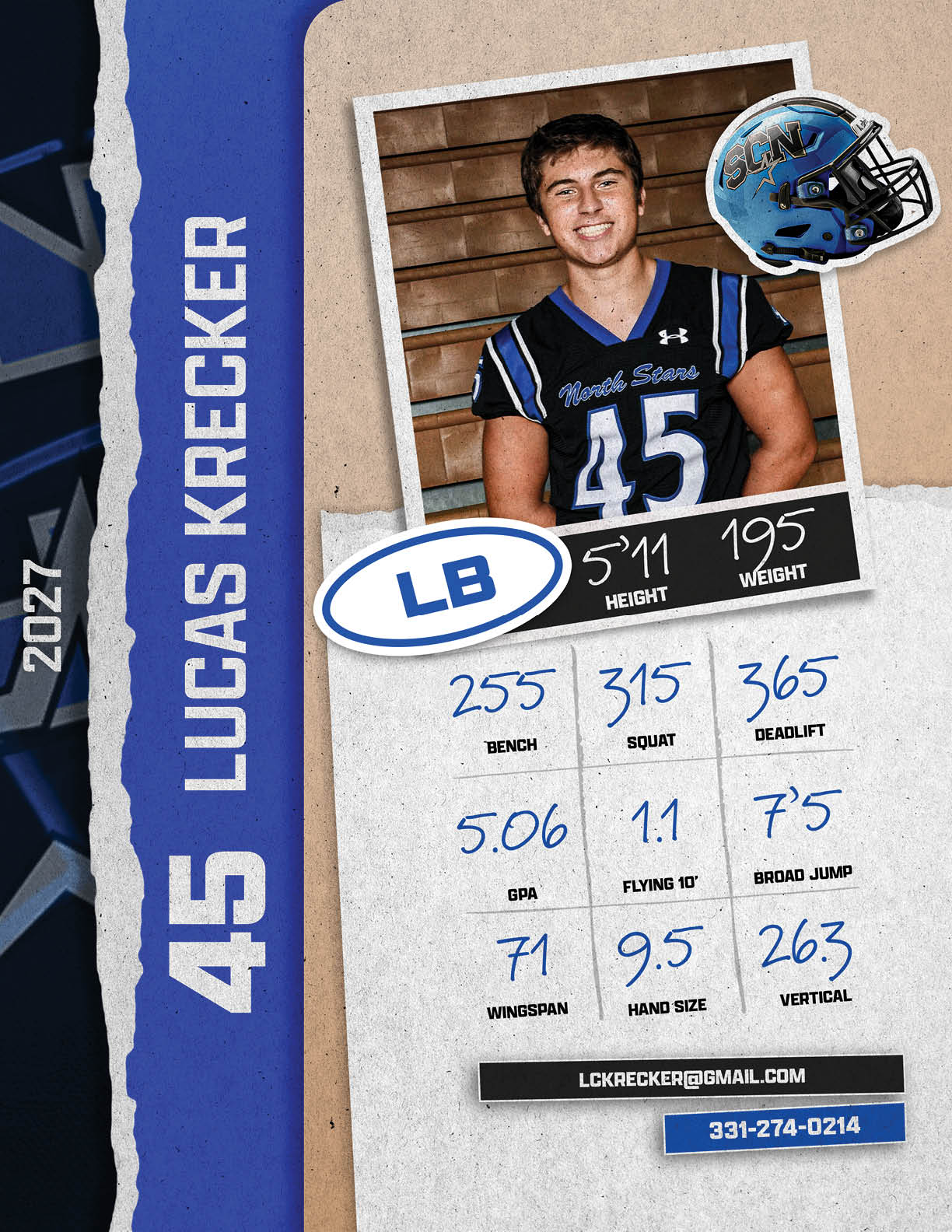 A young man wearing a football uniform is shown on a card. AI generated content