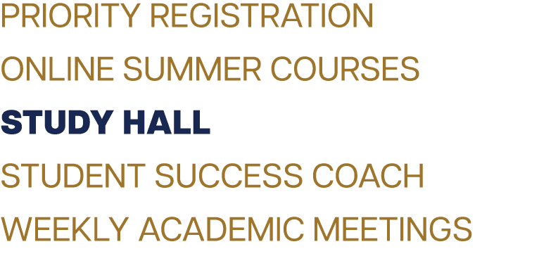 Priority Registration Online Summer Courses Study Hall Student Success Coach Weekly Academic Meetings