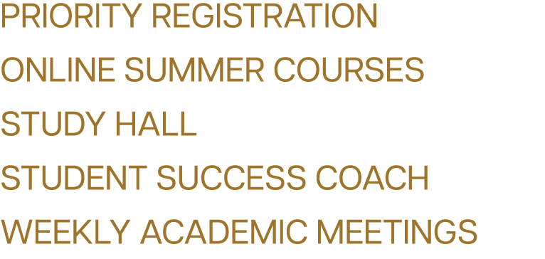 Priority Registration Online Summer Courses Study Hall Student Success Coach Weekly Academic Meetings