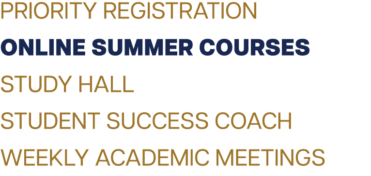 Priority Registration Online Summer Courses Study Hall Student Success Coach Weekly Academic Meetings