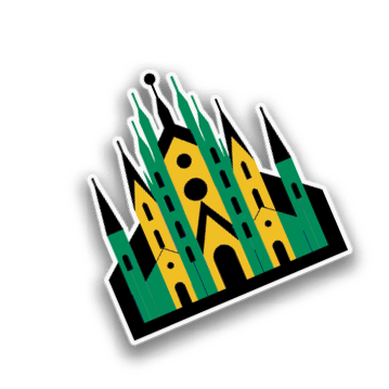 A large cathedral with a green and yellow roof. AI generated content