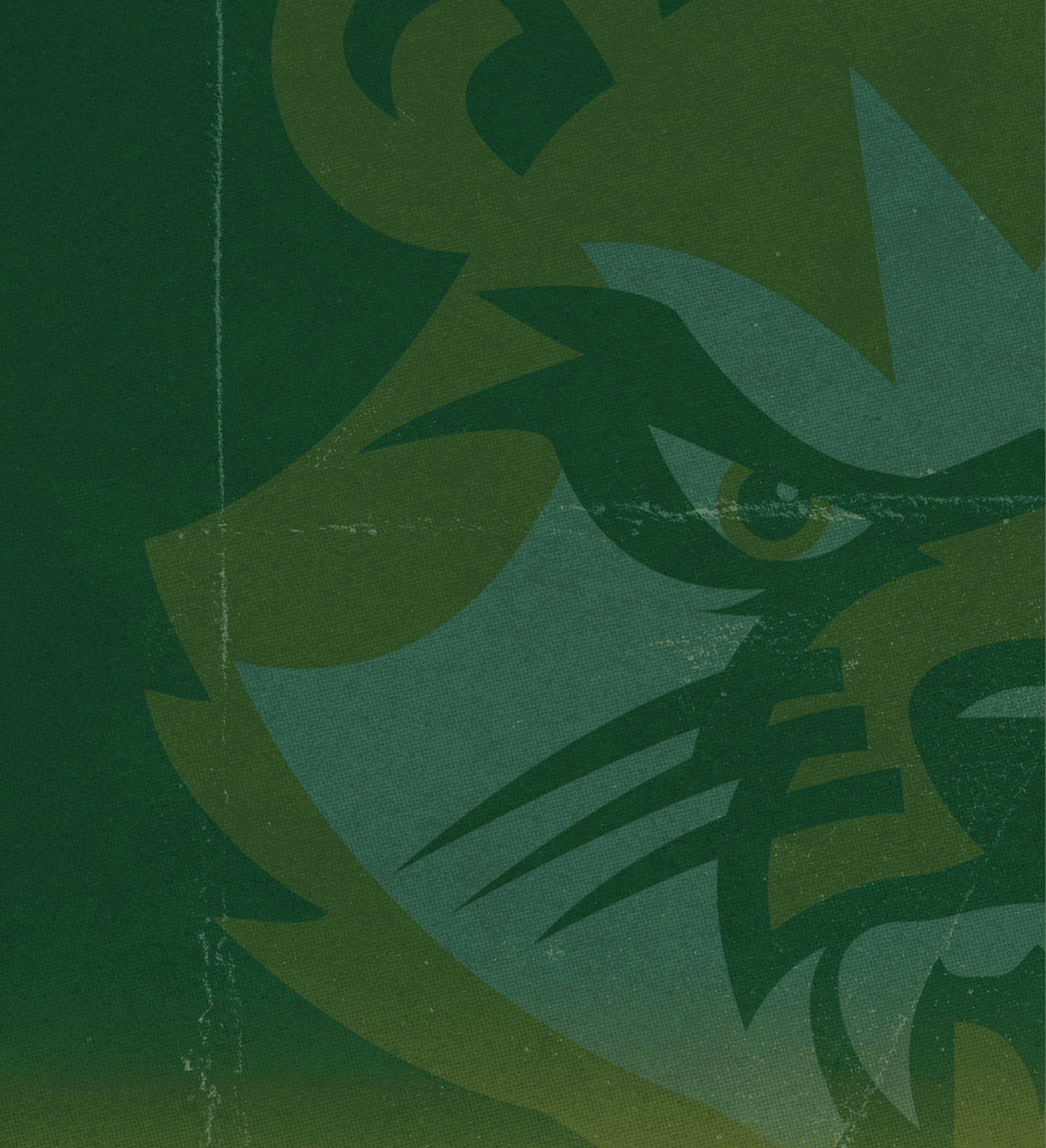 A green and white image of a bear with its mouth open. AI generated content