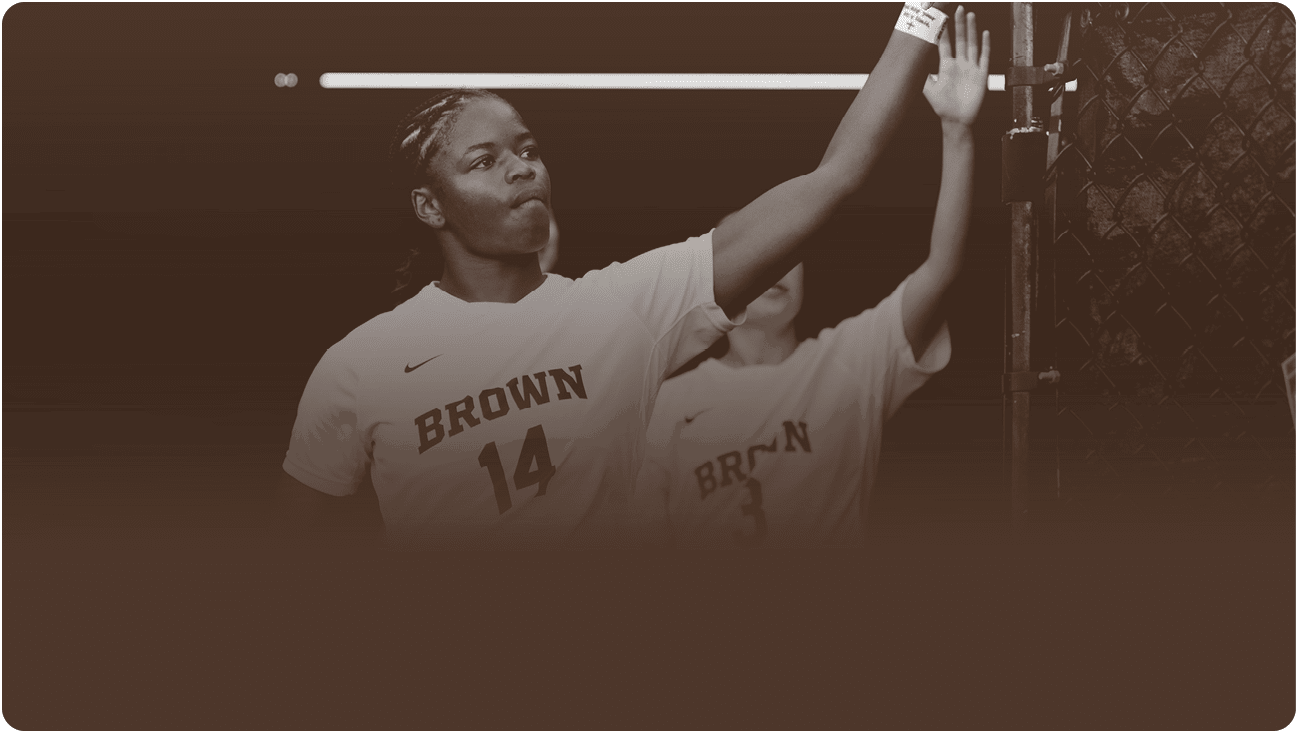 Two female athletes shake hands over a fence. AI generated content