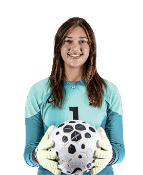 A woman wearing a soccer uniform holds a soccer ball. AI generated content