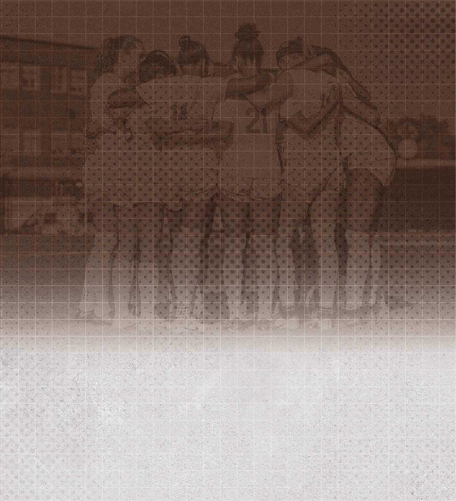 A group of women huddled together, some with their arms around each other, in a black and white photo. AI generated content