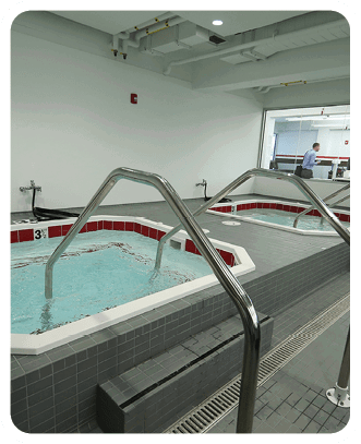 A swimming pool with a diving board and a ladder. AI generated content