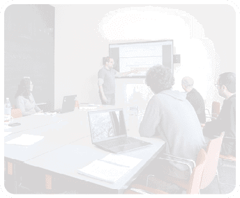 A group of people are sitting around a table, looking at a screen. AI generated content