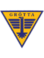 A yellow and blue logo with a nude figure in the center. AI generated content